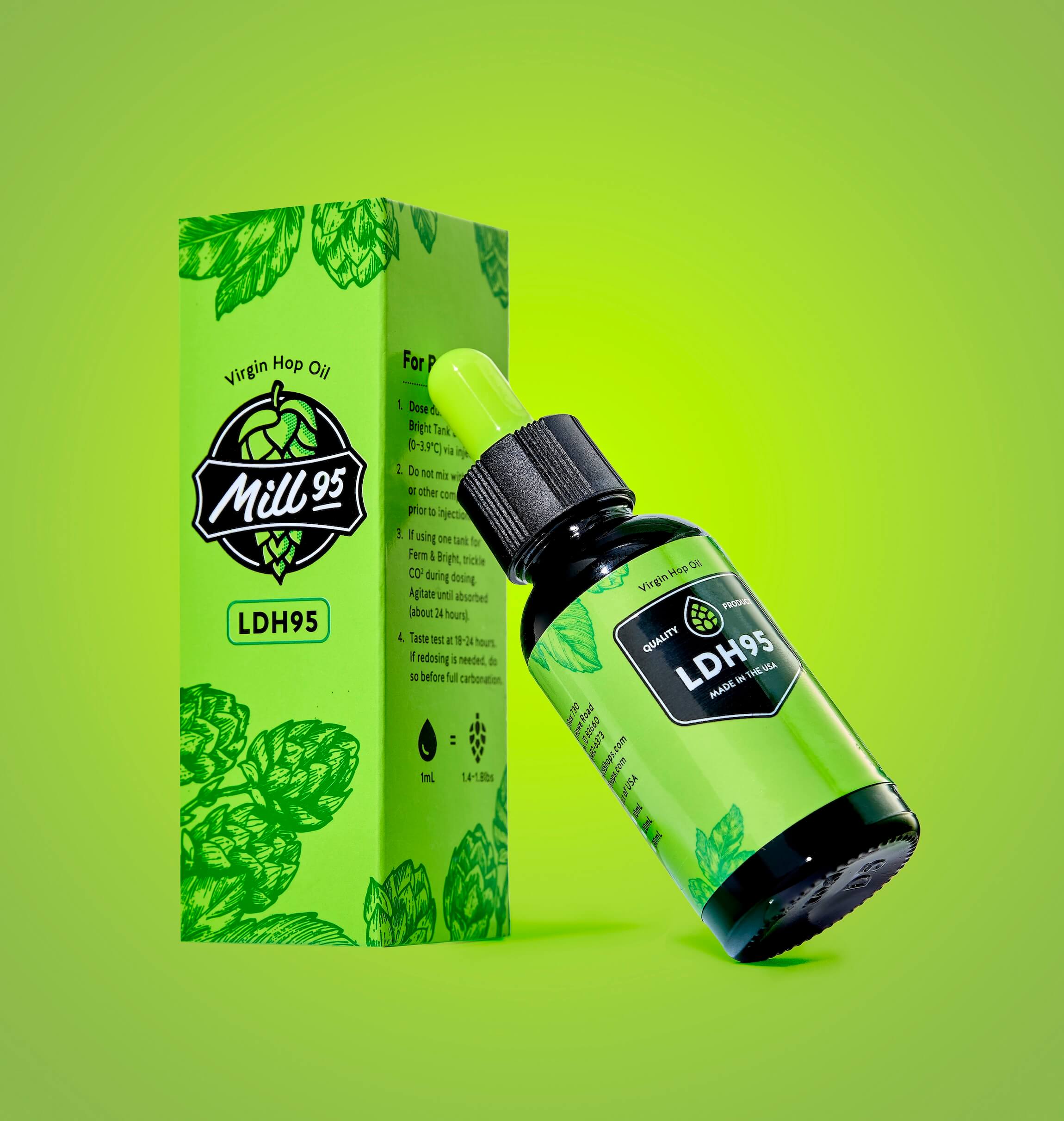 LDH95 Virgin Hop Oil bottle and carton